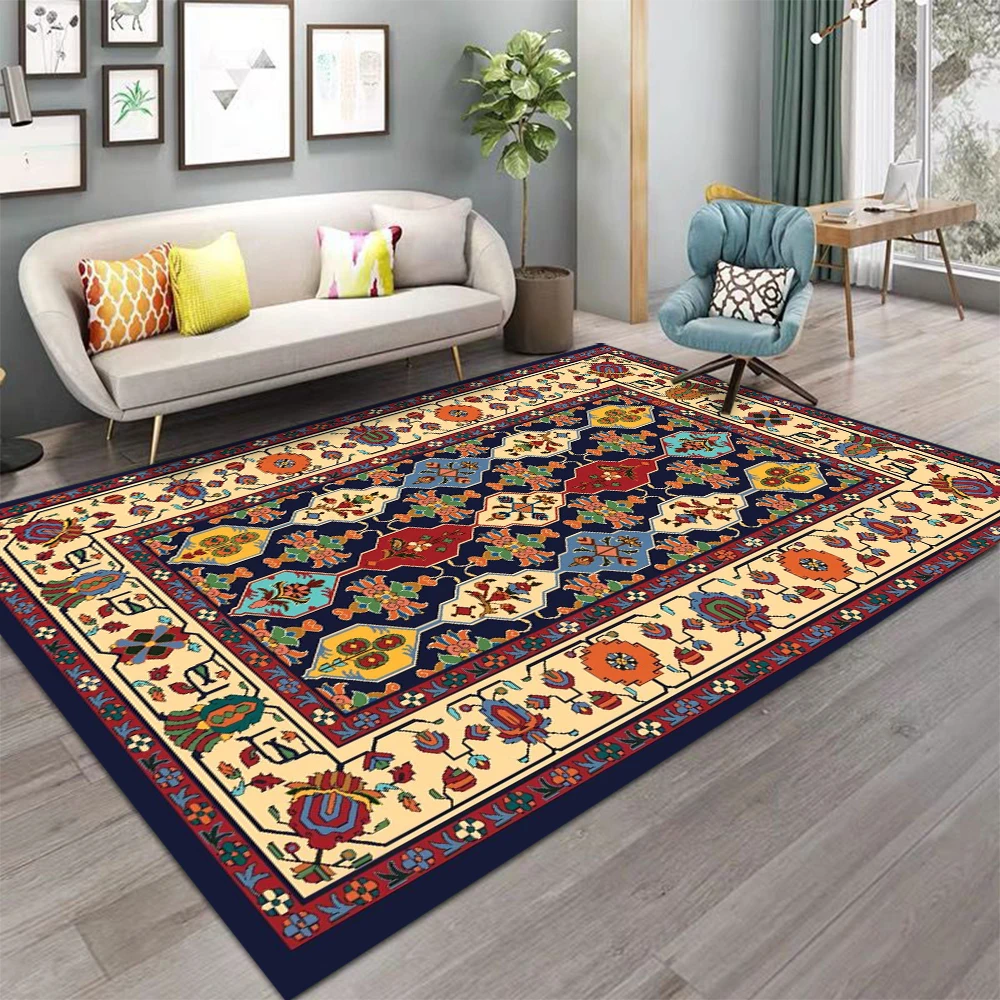 Retro Turkish Patterned Carpet for Living Room Sofa Rug Home Decor Bedroom Bedside Rug Lounge Hallway Floormat Christmas Gifts