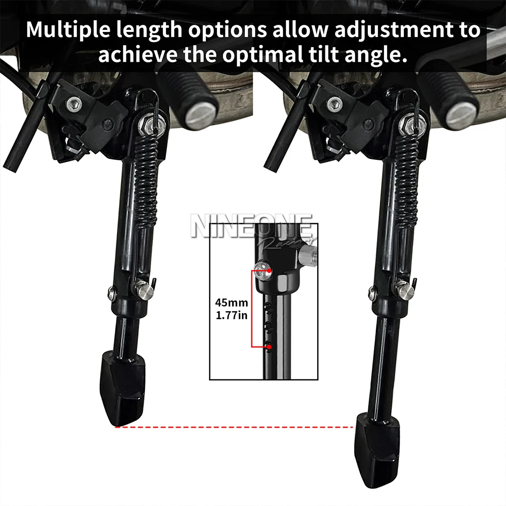 Motorcycle Extended Adjustable Kickstand Side Stand Compatible With Kawasaki Z 900 RS Z900RS CAFE 2018-2025 CNC Aluminum Black view 4