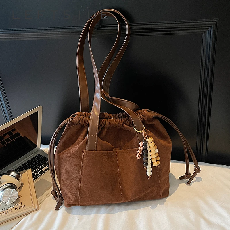 

Левая сторона, женская сумка на плечо из искусственной кожи, зима 2024, ретро сумка на шнурке, роскошные дизайнерские трендовые сумки и кошельки в повседневном стиле