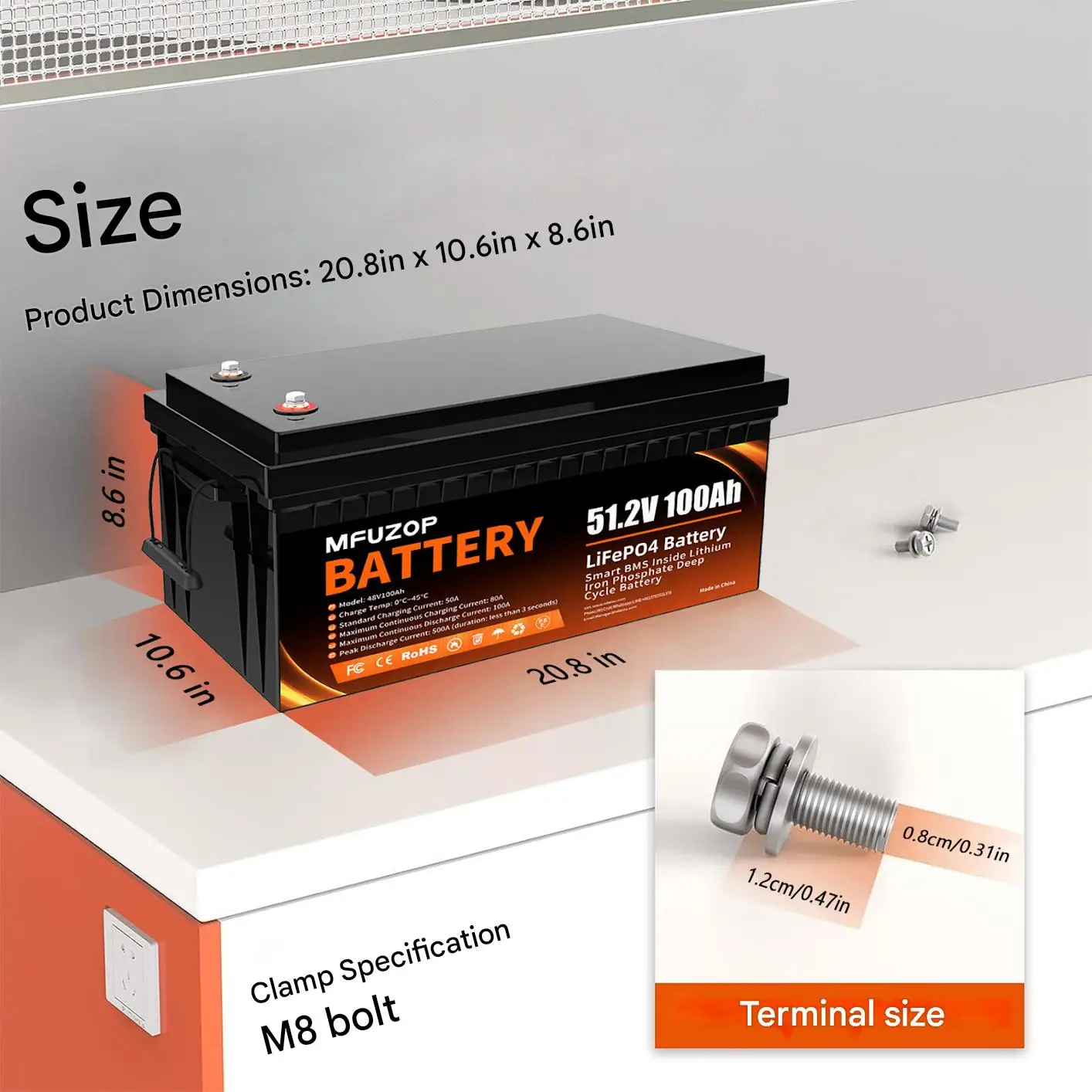 DATOUBOSS 12V-1280Wh-24V-2560Wh-48V-5120Wh WhPortableRec hargeableLi FePO4 مدمج في BMS الذكية Deep Cycle10000+ لـ RV SolarNoVAT