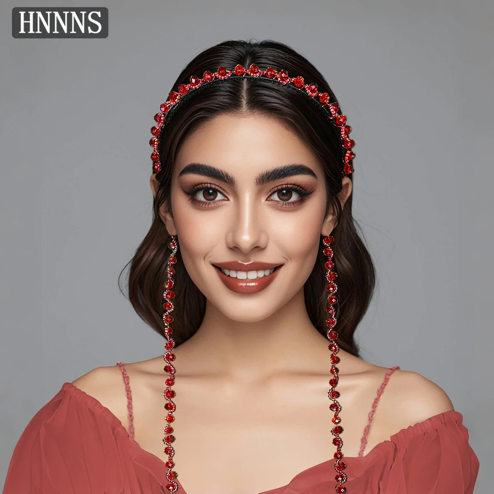 

HNNNS Long Tassel Crystal Hair Vine Handmade Beaded Narrow Hairband Headwear Bride Headdress Fashion Girl Hair Accessories A294