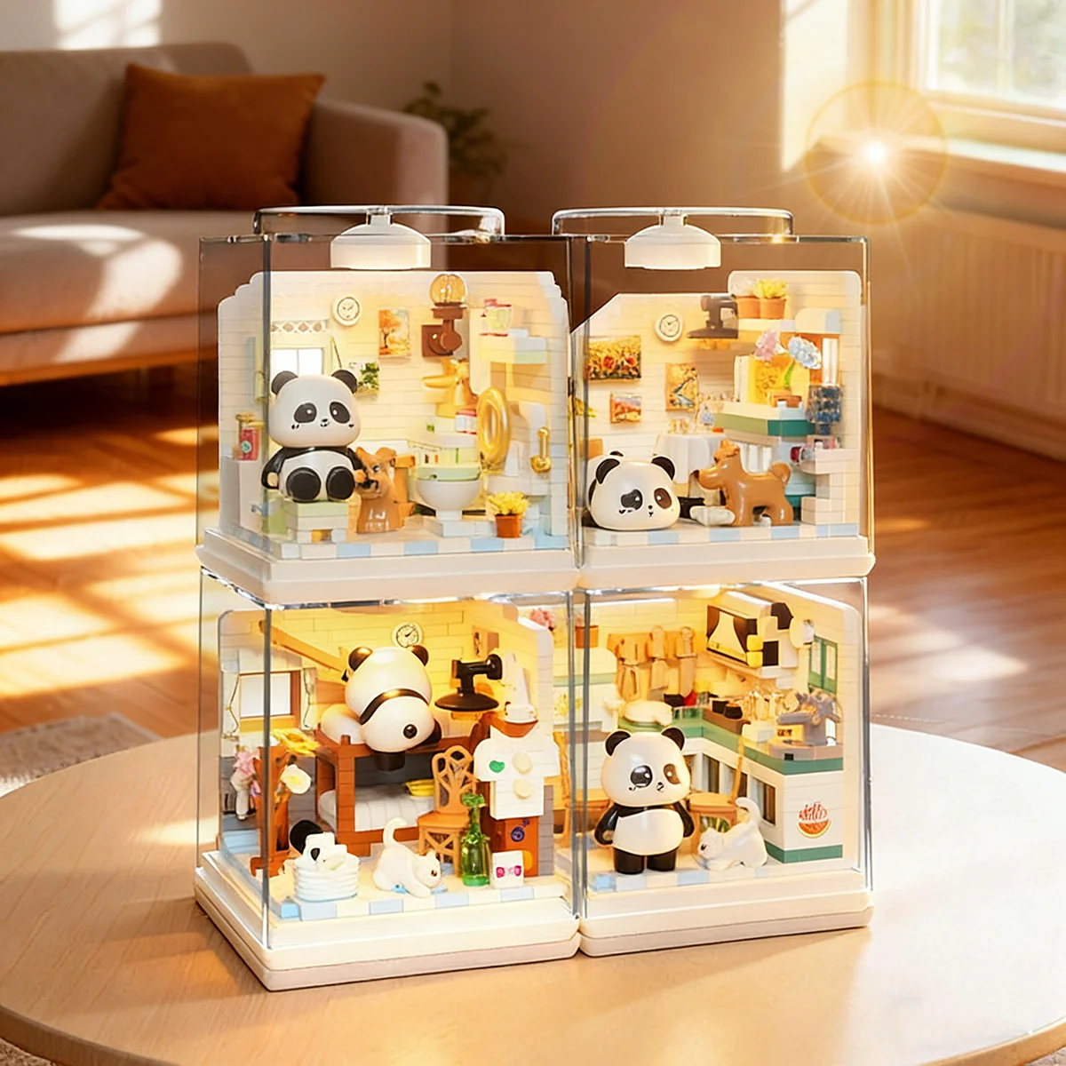 

Animal Panda Micro Building Blocks Kawaii Life Panda House Assembly 3D Model Anime Mini Brick Figure Toy For Kid Christmas Gift