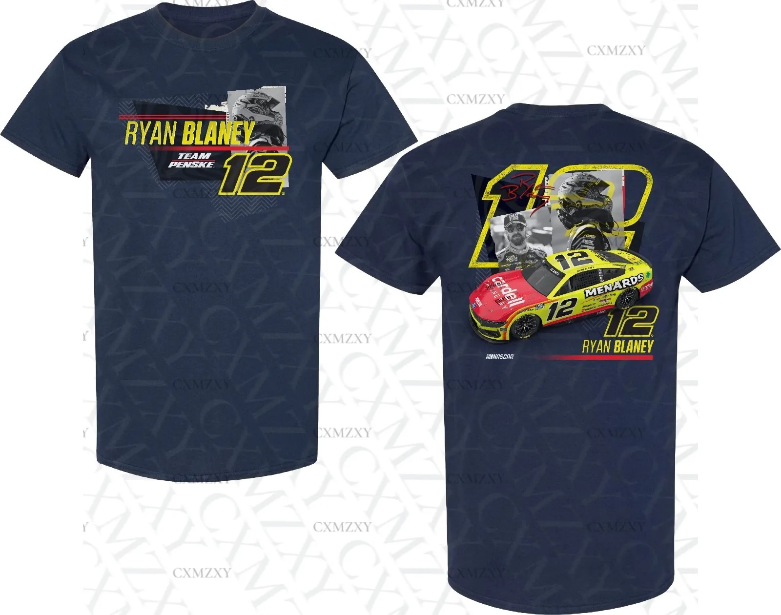 

RYAN BLANEY #12 MENARDS NASCARS RUMBLE NAVY BLUE SHORT SLEEVE TEE SHIRT L3512 NEW