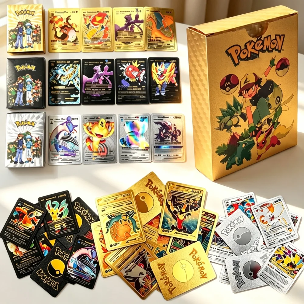 HOT Sales 55PCS English card Charizard Gold Foil Cards Golden Letters English Game Card Metalicas Vmax Gx Series Collection Gift