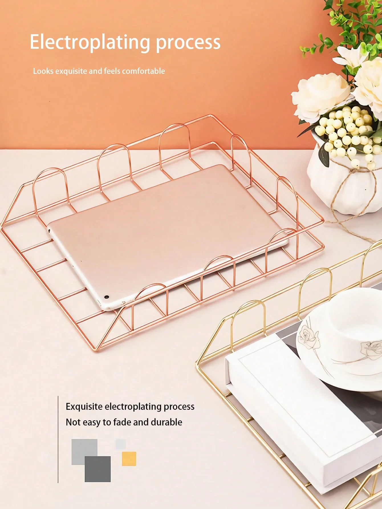 Organisateur de fichiers de bureau, 1 pièce, plateau à lettres horizontal empilable en métal, support de papier