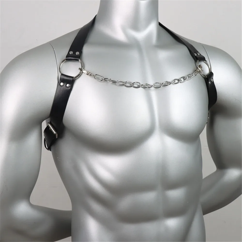 Male Leather Lingerie Sexual Chest Harness Men Adjustable Rave Gay Clothing BDSM Fetish Full Body Harness Belt Strap for Sex