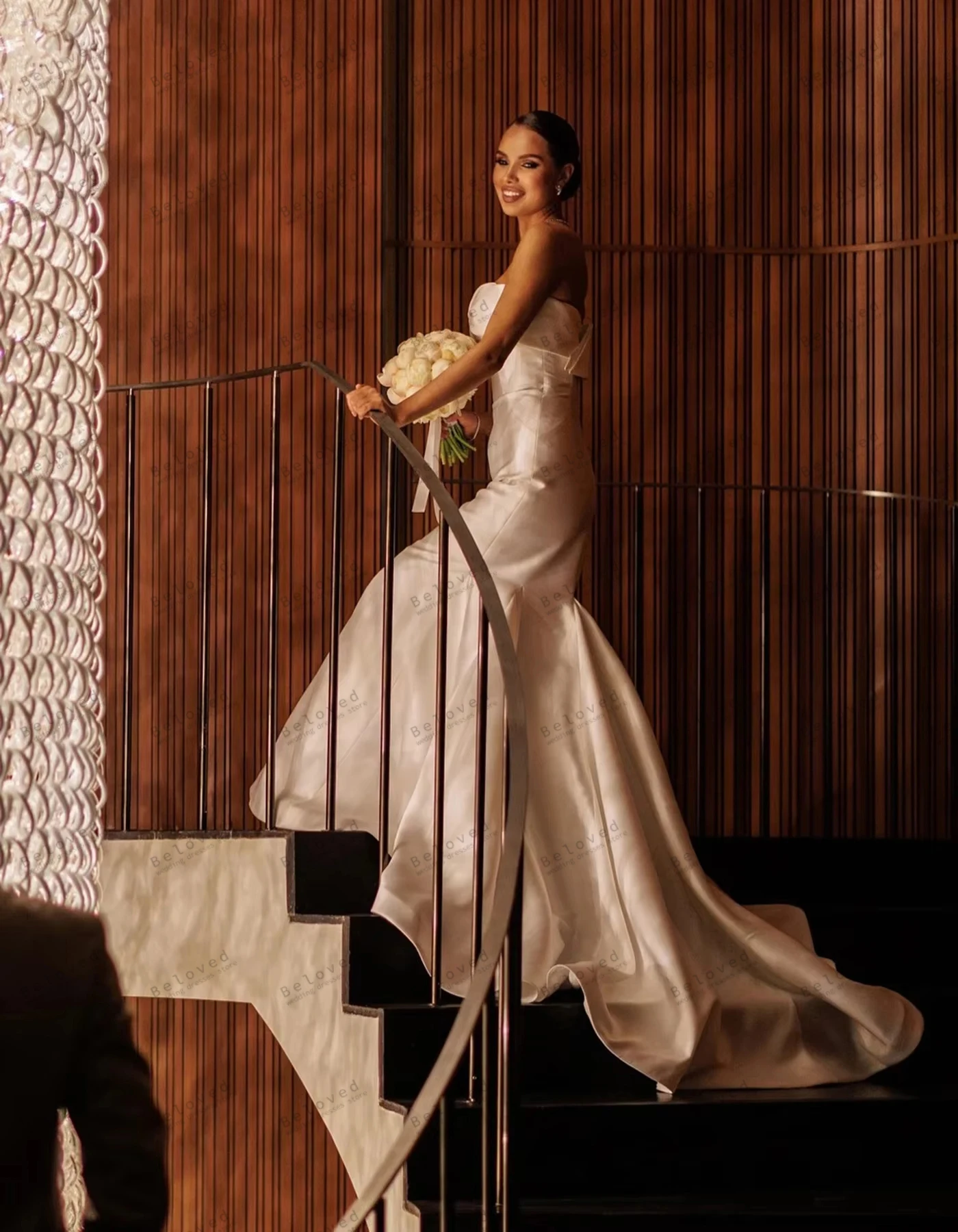 Graceful Wedding Dresses Satin Bridal Gowns Elegant Robes For Formal Party Sexy Strapless Backless Vestidos De Novia Customized