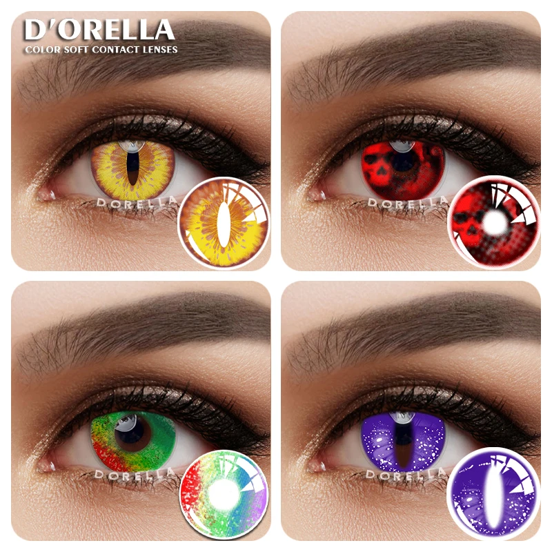 D'ORELLA 1 Paar Cosplay Farbige Linsen Für Augen Anime Cosplay Farbige Kontaktlinsen Halloween Schönheit Farbige Kosmetische Kontaktieren