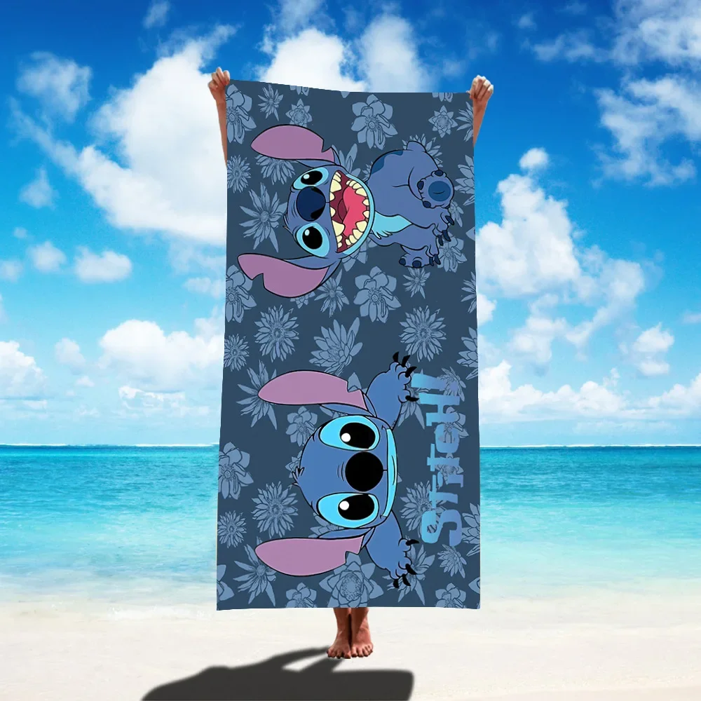 Disney Stitch Cartoon Bath Towel Anime Figures Lilo & Stitch Kids Beach Towel Summer Swim Bath Towel Bathroom Supplies 75x150CM