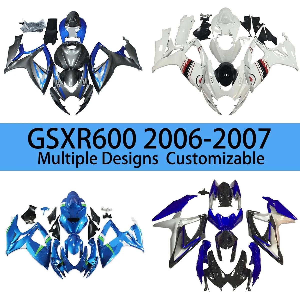 Injection Fairing Kit GSXR 600 750 2006 2007 Aftermarket Racing Motorcycle Body Parts Set Fairings for GSXR600 GSXR750 06 07