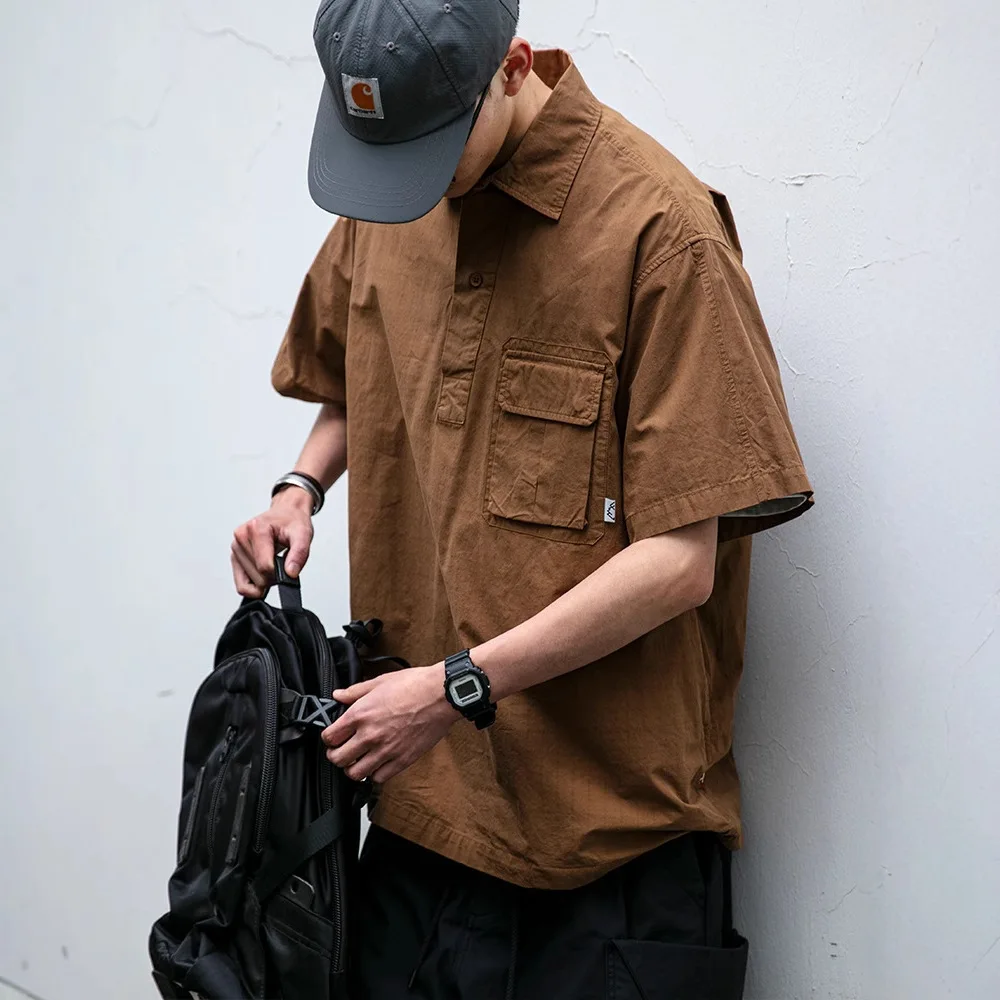 

Summer Outdoor Pullover Short-sleeved Shirt Camisas Men Loose Casual Men Clothing Ropa Hombre Mens Shirts Camisas De Hombre