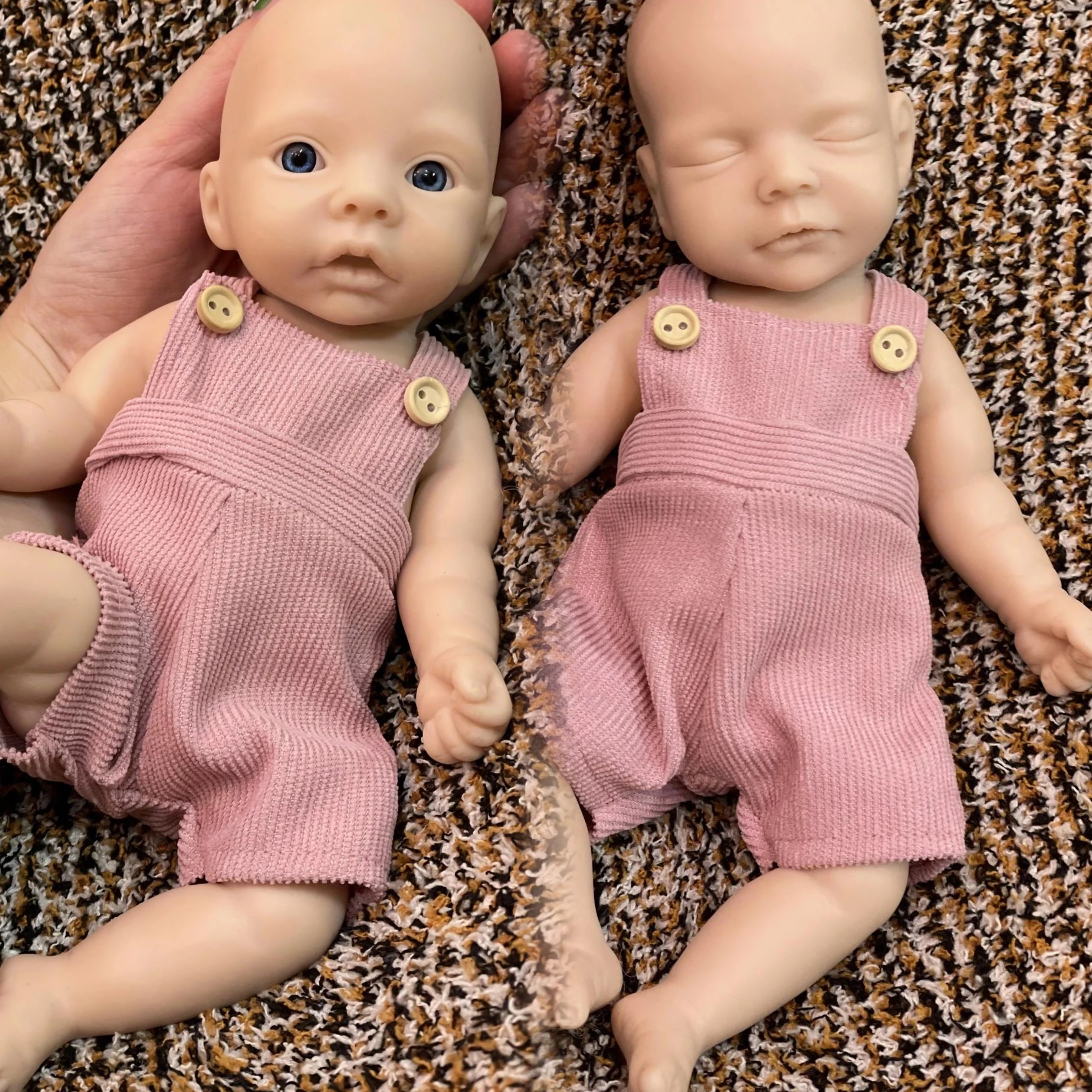 Attyi Two Styles Mini 11inch  Unpainted Adorable Full Body Silicone Girl Doll Soft Touch Feeling  DIY Bebe Reborn Doll