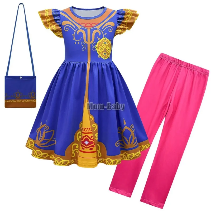 Girls Cartoon Anime Mira Royal Detective Ruffle Short Sleeves Pleated Dress Pant Set Kids Halloween Cosplay Costumes for Party