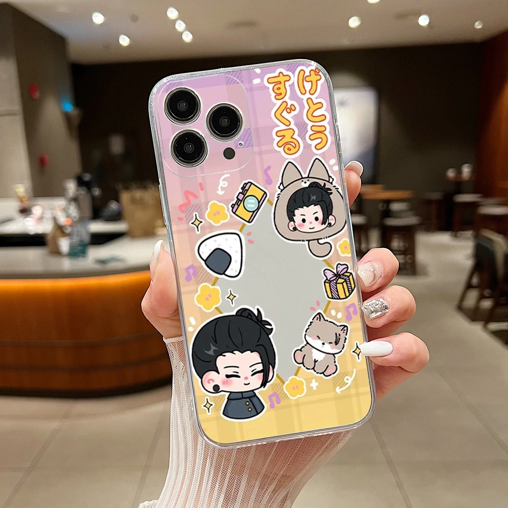 Jujutsu Kaisen Gojo Satoru جراب هاتف آيفون 17 16 15 14 13 12 11 15 Pro Max SE X XR XS Max 15 Plus أغطية شفافة Fundas