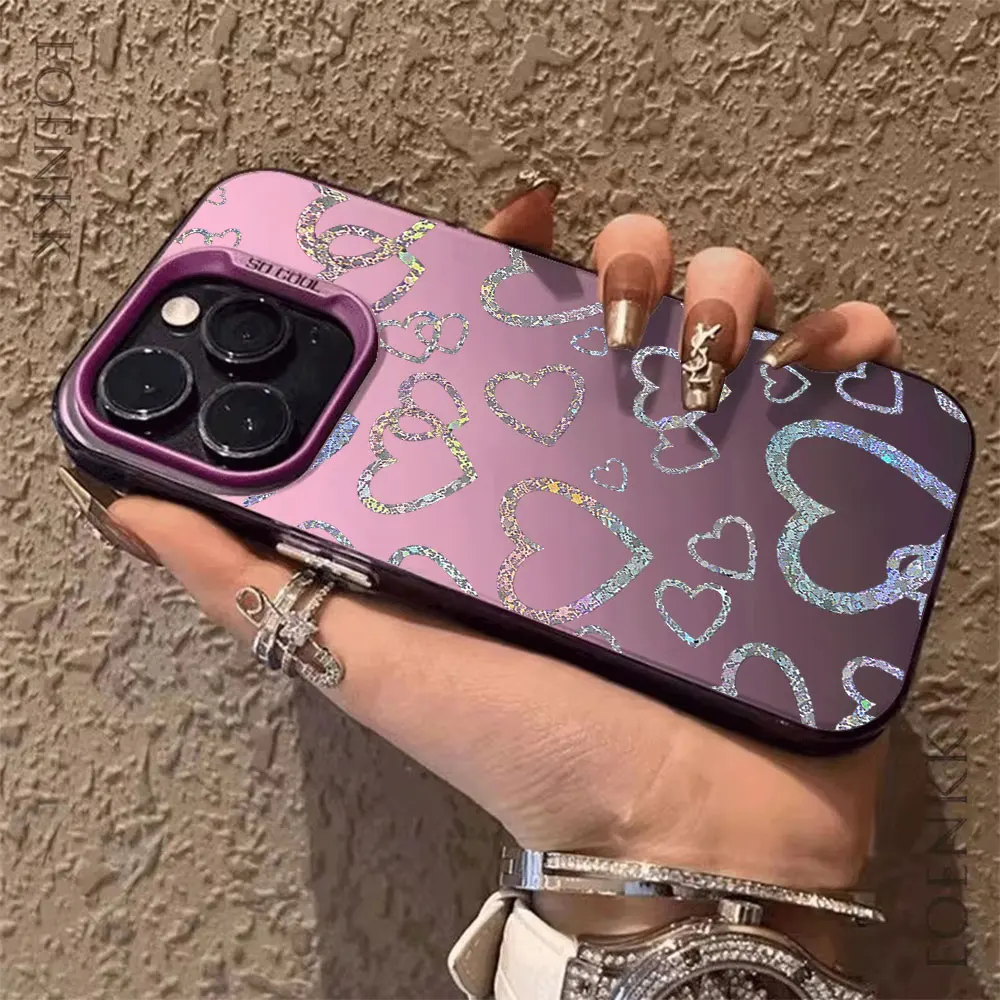 Colorful Heart Print Case For iPhone 17 18 16 15 14 13 12 11 Pro Xs Max Mini 8 7 Plus XR Air 17e 16e Matte IMD Shockproof Cover view 5