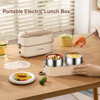 Upgraded 2.4L Double-layer Portable Electric Heating Lunch Box Household Multi-functional Rice Cooker Steamer Small Lunch Box