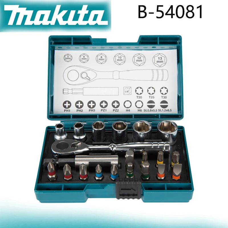 

Makita B-54081 21-компонентный набор винтовых бит и трещоток, специальные прочные ударопрочные аксессуары для электроинструментов