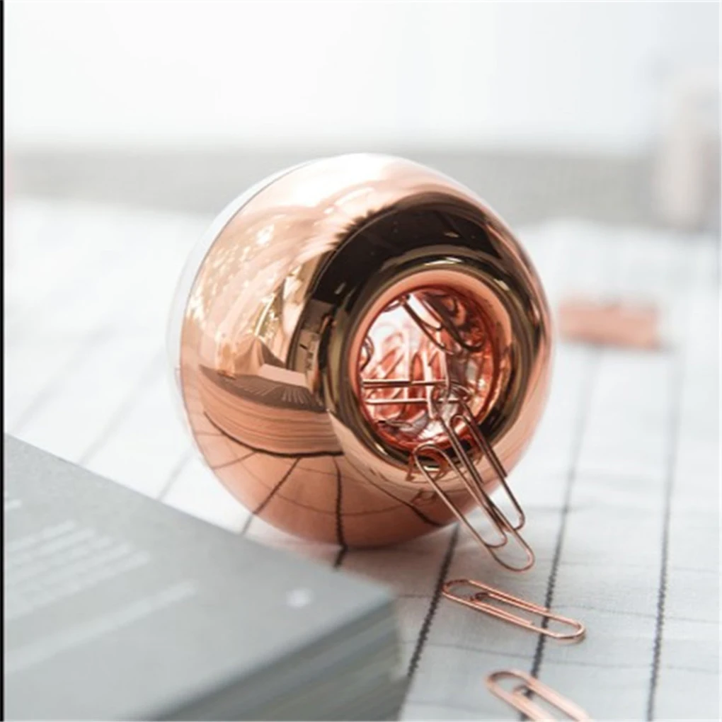 Round Paper Clips Rose Gold Paperclips Dispenser Holder Home Business Office School Tabletop Organizer Document