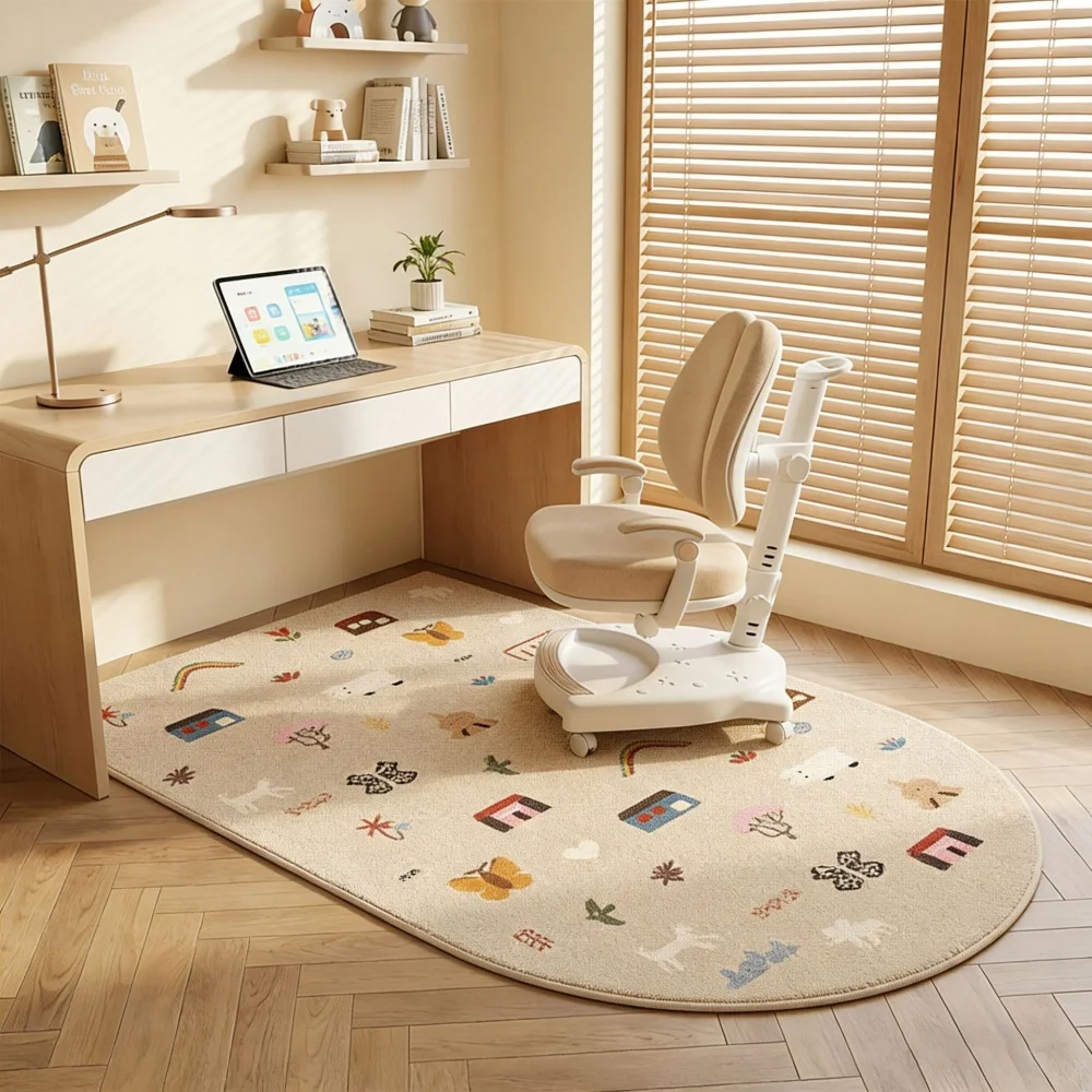VIKAMA Study Chair Carpet Durable and Easy to Clean Children's Reading Area Climbing Rug Early Education Mat Home Decoration