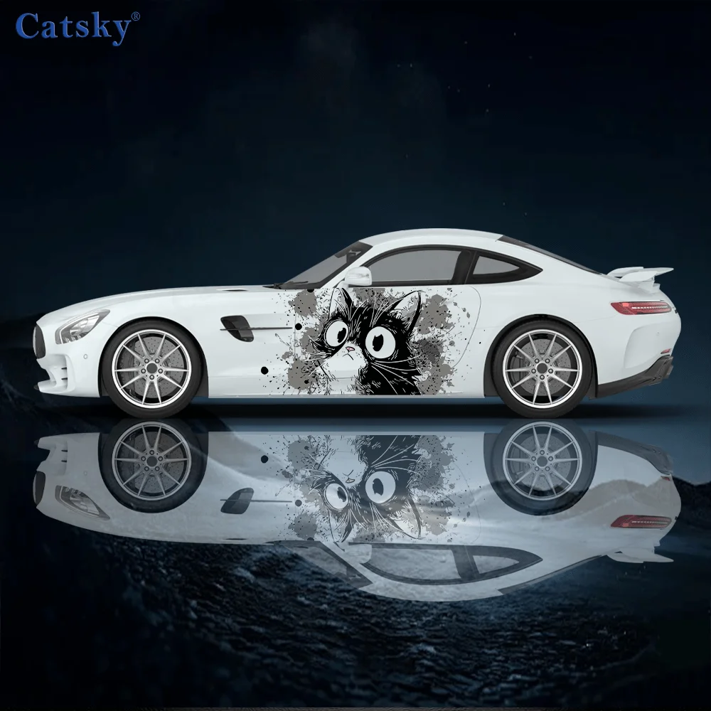Adorable Cat Pattern Stickers/PVC (Polyvinyl Chloride) Decorative Decals for Car Body/Door Side - Universal Fit for All Cars car