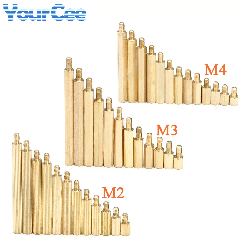 10PCS M2 M3 M4 Brass Threaded Pillar PCB Computer PC Motherboard Round Knurl Male Female StandOff Spacing Screws Hex Head 3-50mm