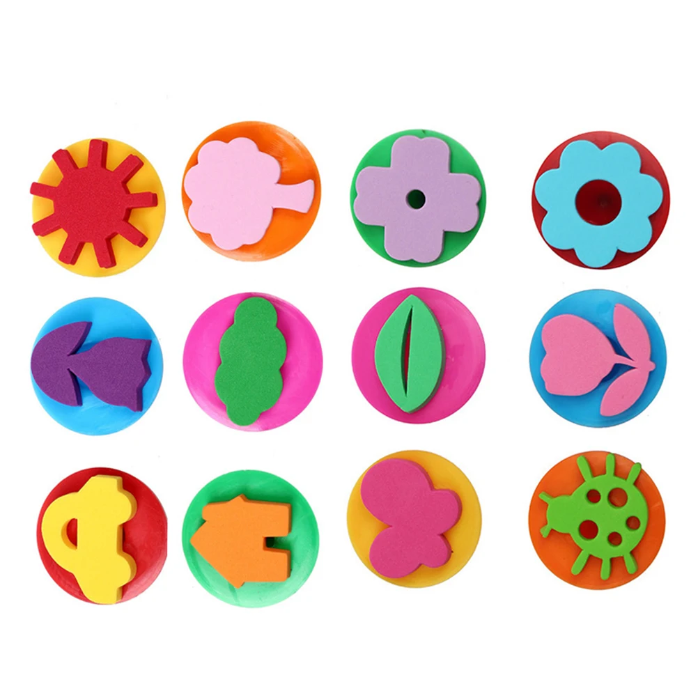 

12pcs 2 Sets Graffiti Stamper DIY Drawing Tools Kids Painting Cartoon Pattern Roller Diy Drawing Tools Seal EVA Safe
