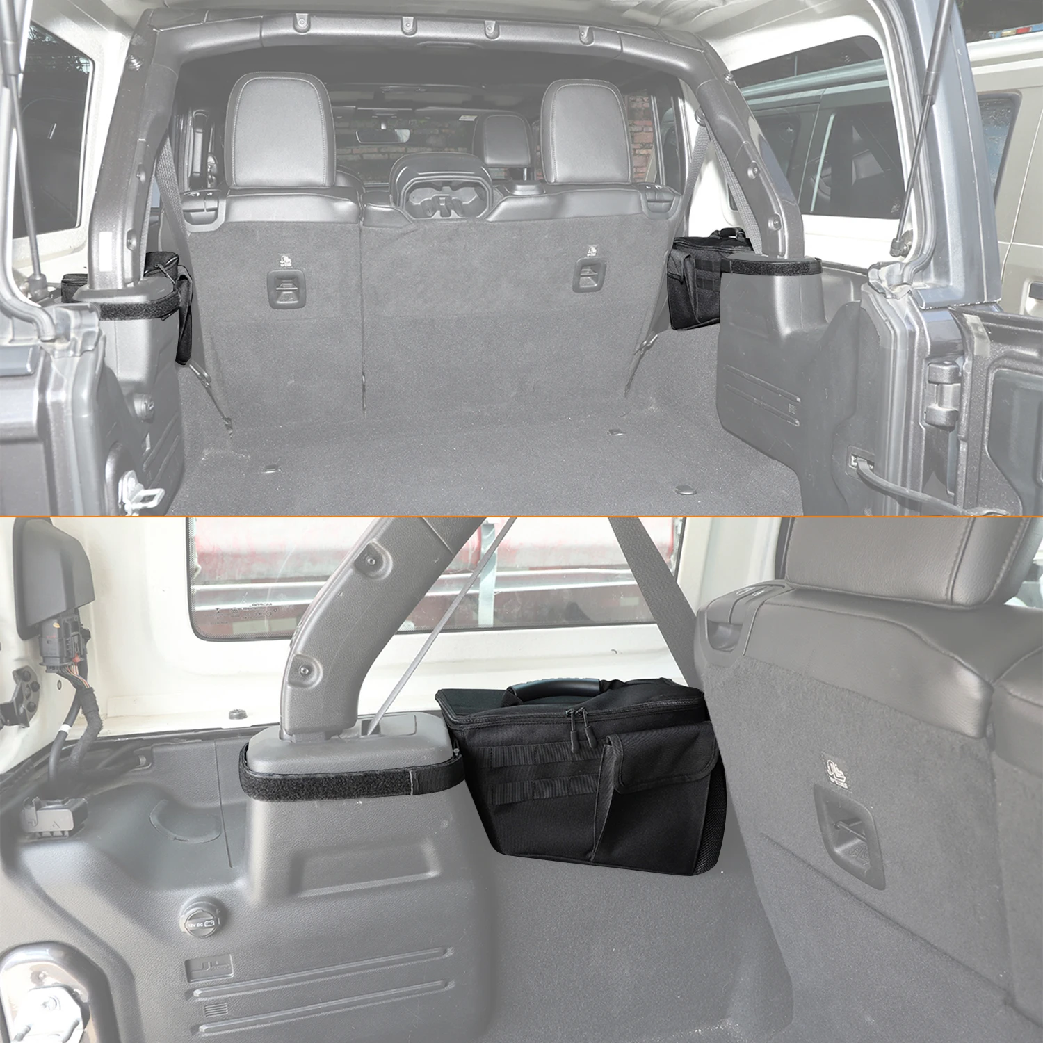 Saco de armazenamento lateral do tronco para Jeep Wrangler JK JL, bandeja de ferramentas organizadoras, 4 portas, 2007 a 2024, arrumação e