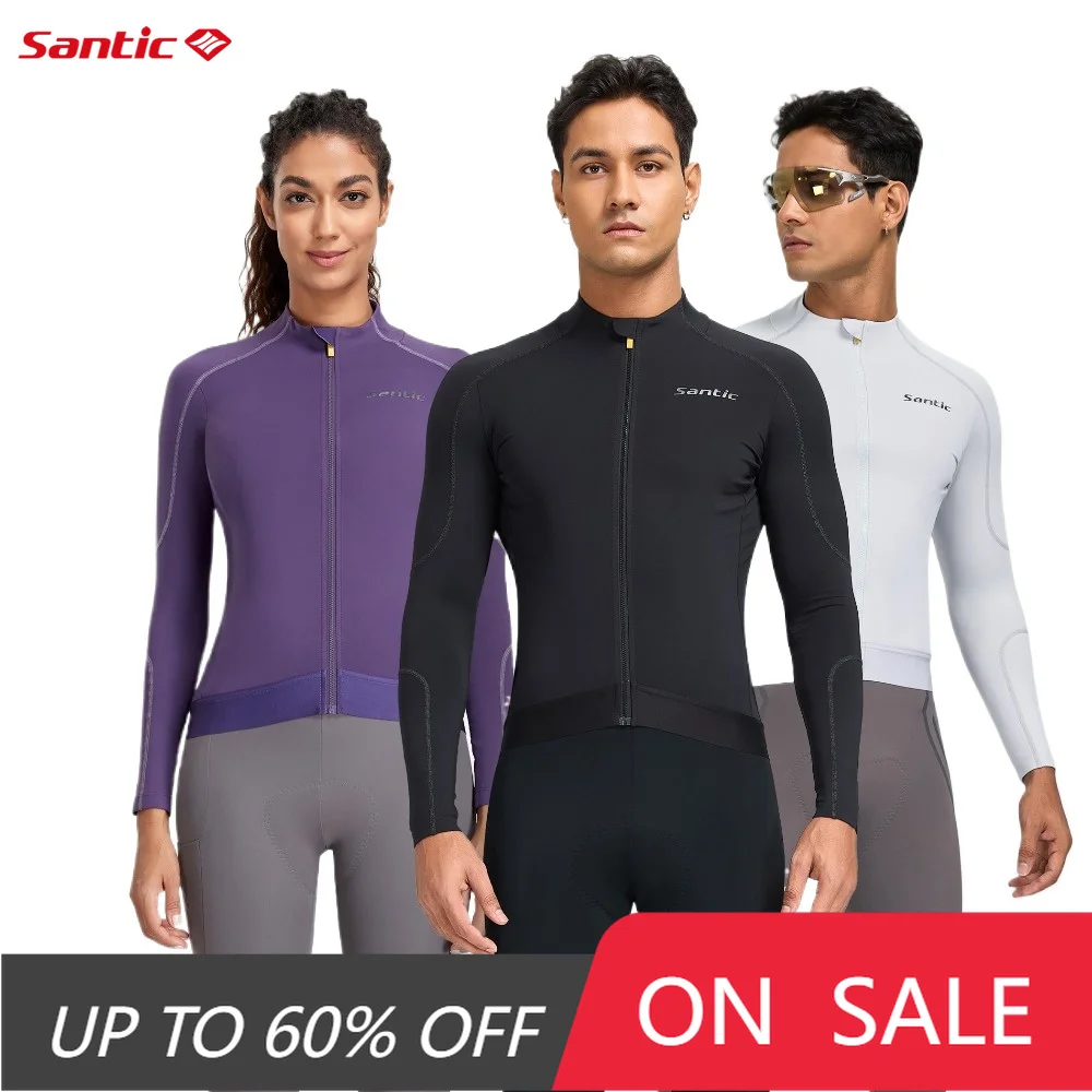 

Santic, новинка 2025 года, велосипедные майки, осень/зима, тонкая бархатная одежда с длинными рукавами для велоспорта, теплый топ унисекс для шоссейного велосипеда TZ25C01187