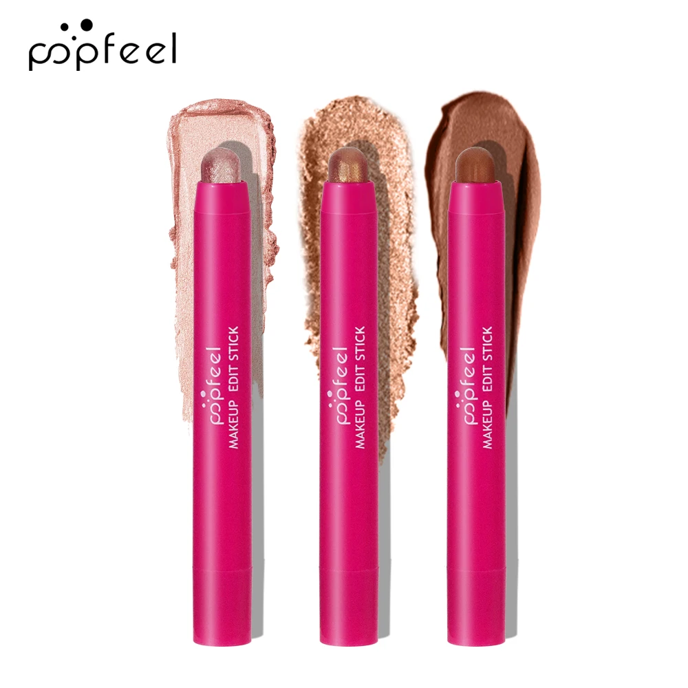 POPFEEL 3PCS Cream Eyeshadow Stick Set, Matte and Shimmer Eye Brightener Eye Pencil