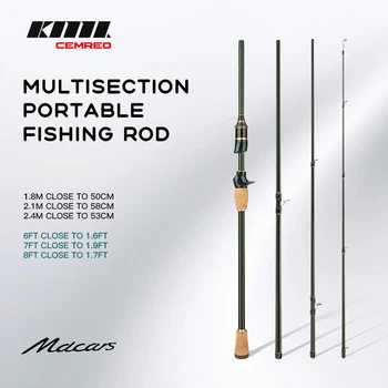 Multisection Portable Fishing Rod 1.8m/2.1m/2.4m Spinning Baitcasting Travel Rod Light Wei