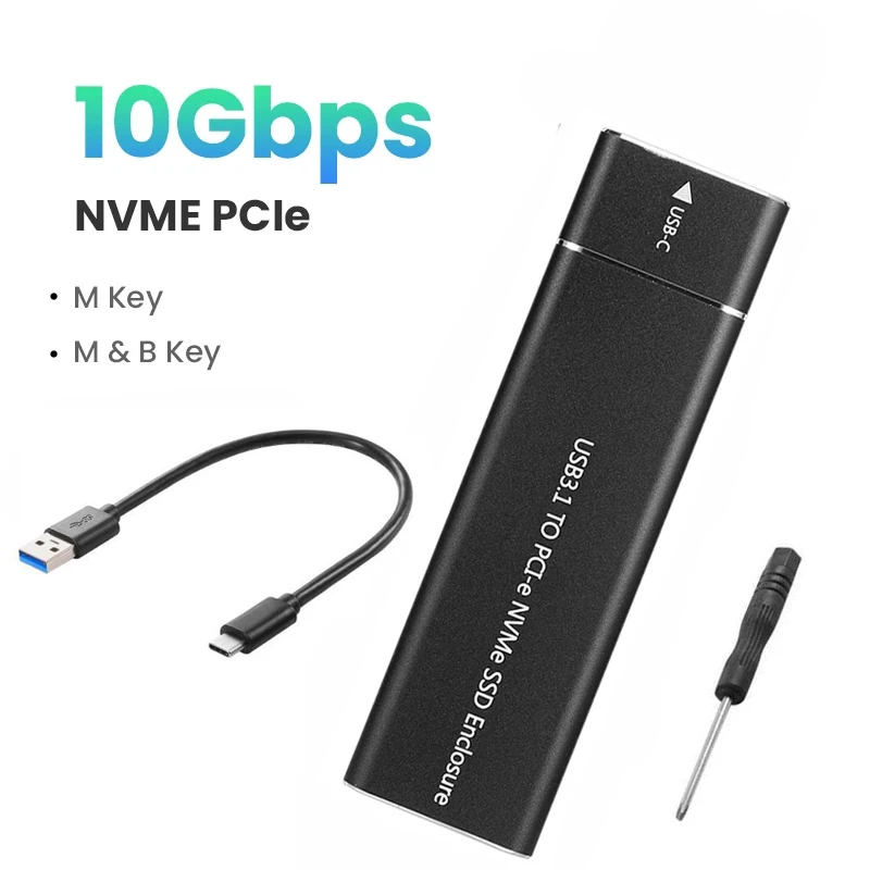 

M2 SSD Case NVMe Enclosure 10Gbps M.2 to USB Type C 3.1 SSD Adapter for 2230 2242 2260 2280 NVME PCIE SSD Disk Box M.2 SSD Case