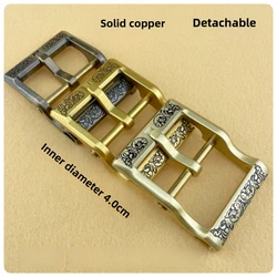 Luxury Carving Solid Brass Belt Buckle For Men Belt Stainless Steel Belt Buckle 40mm DIY Leather Craft Man Buckle