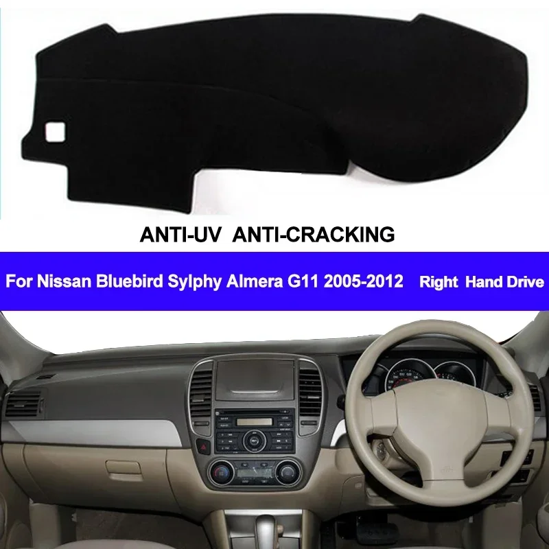 For Nissan Bluebird Sylphy Almera G11 2005-2011 2012 Car Protective Pad Dashboard Cover Silicone Non-Slip Mat Auto Sunshade