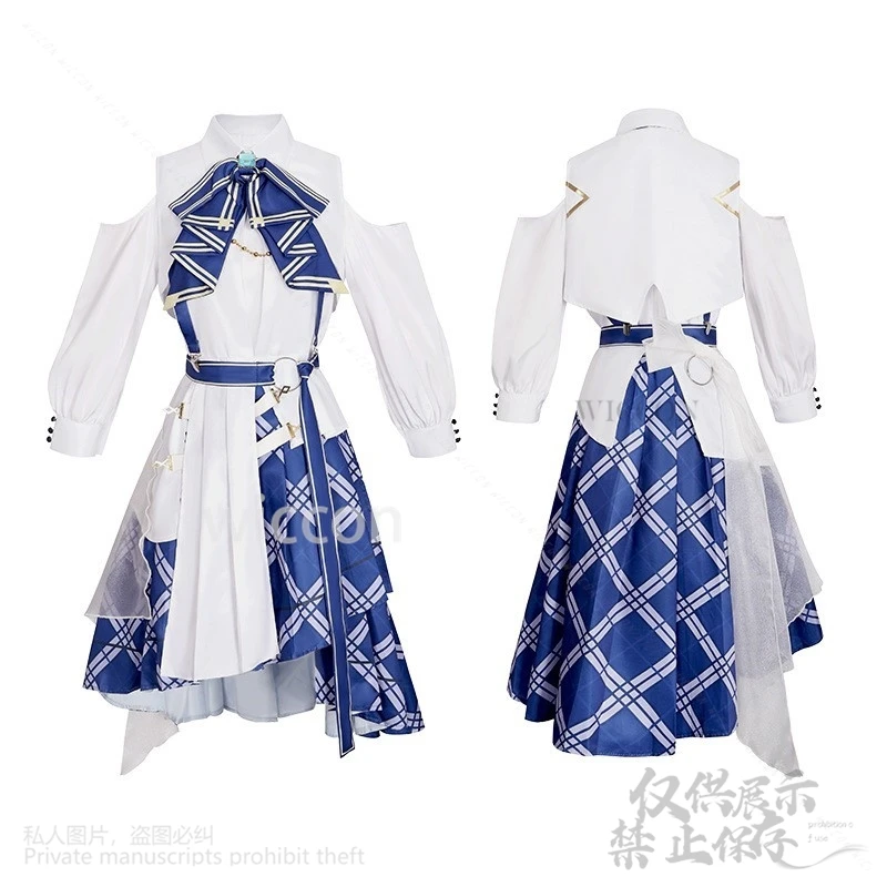 شيراكامي فوبوكي كوسبلاي هولوليف أنيمي Vtuber زي رحلة زرقاء 1st لايف زي أزرق أبيض فستان كاواي لوليتا للهالوين #5