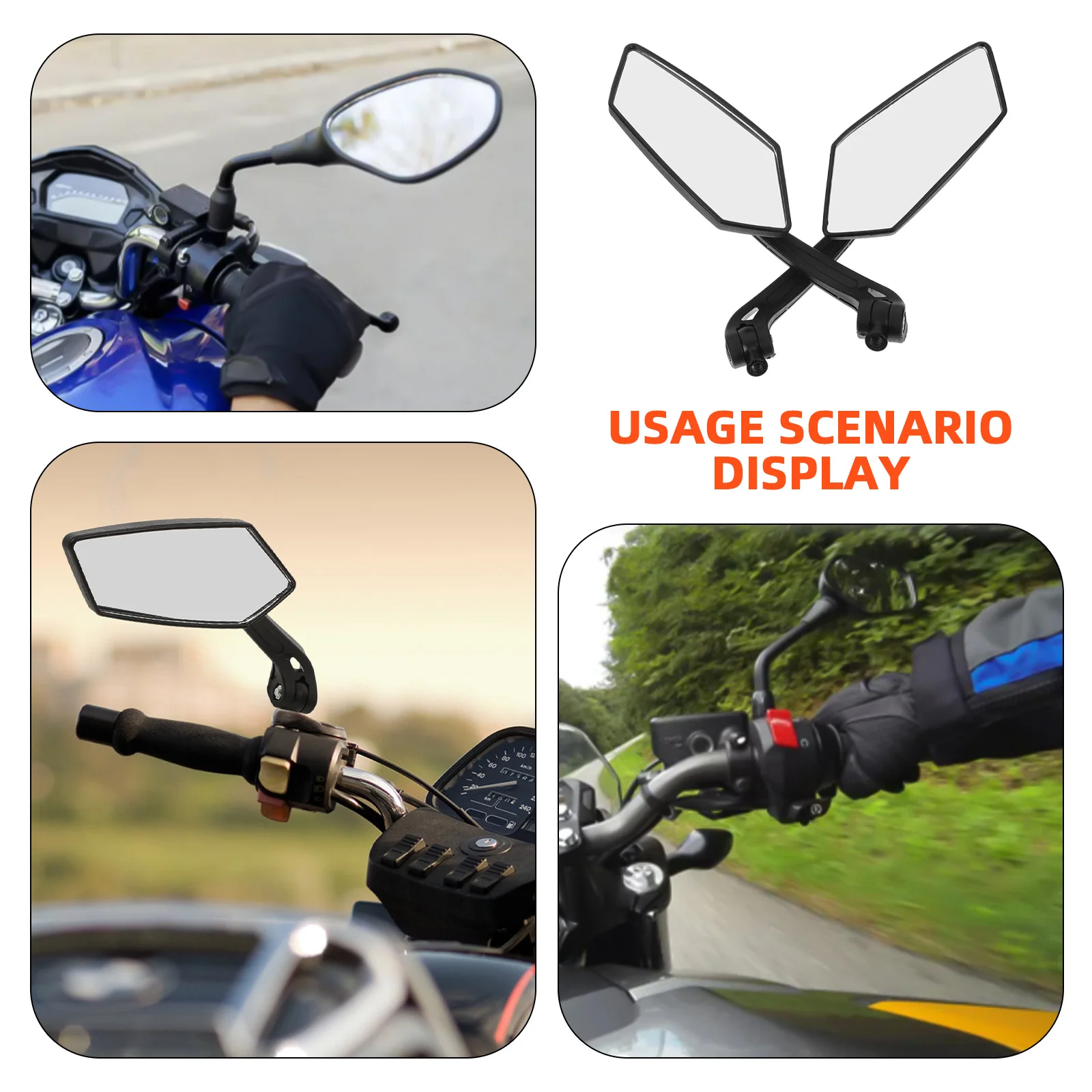 2 Pcs Motorcycle Mirror Mirrors for Handlebars Bike Support 360°Rotation Off- Road Rear Rearview Side Refit