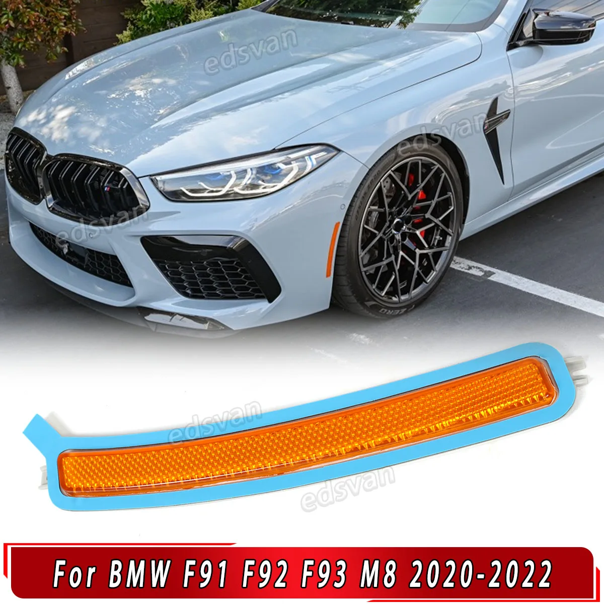 

Left & Right Side Reflector Light For BMW F91 F92 M8 2019 2020 2021 2022 Front Side Marker Reflector Front Bumper Light Cover