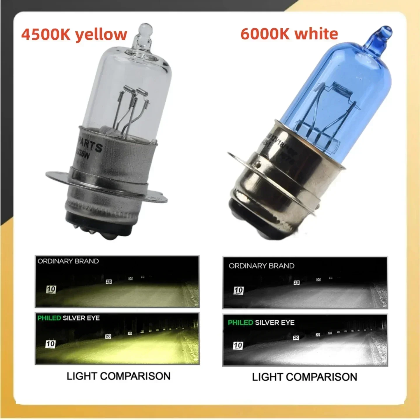 Halogen Bulb 12V Super Bright H6 T19 P15D Motorcycle Headlight Bulbs Light Lamp 25W 6000k/4500K Motorcycle Part
