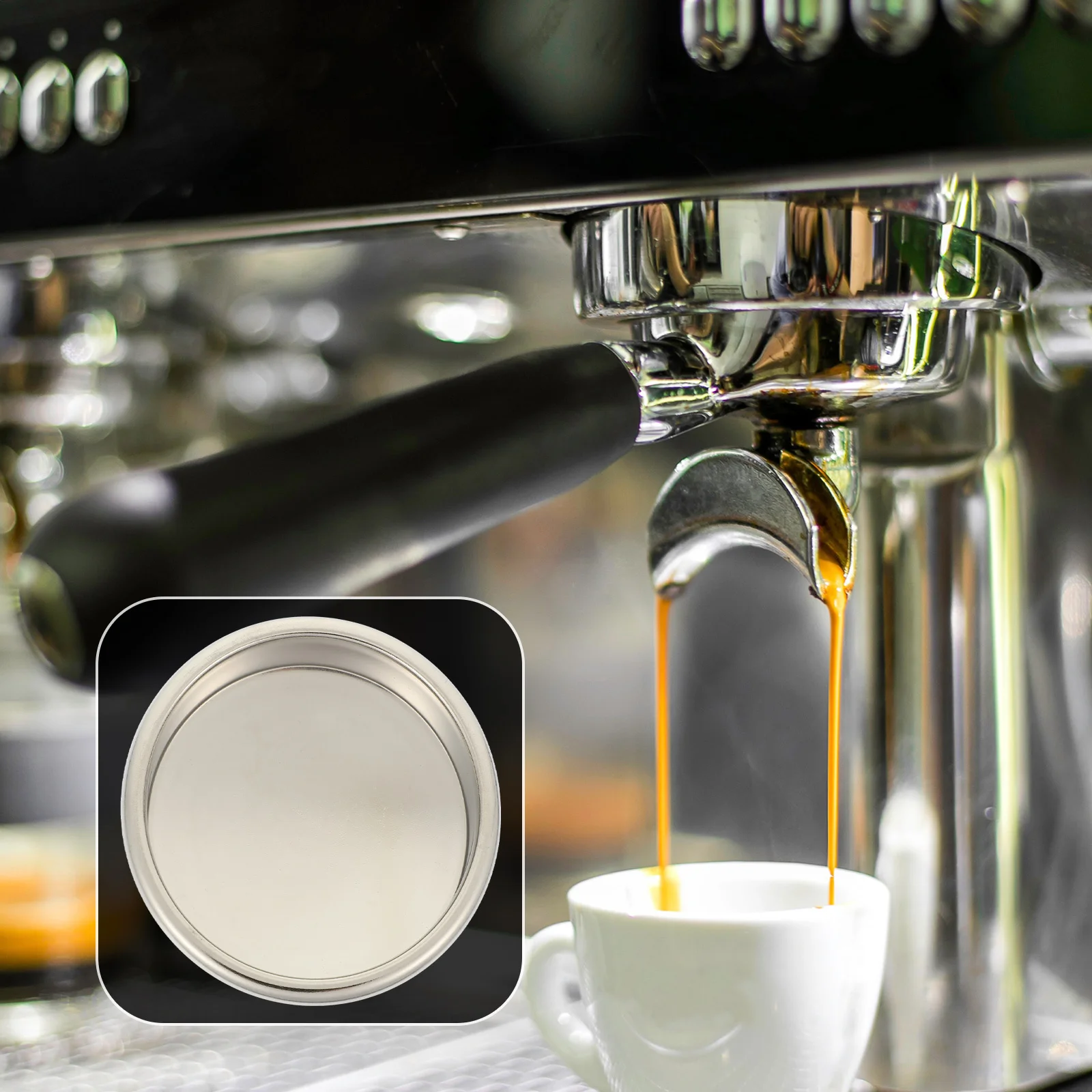 ماكينة صنع القهوة من الفولاذ المقاوم للصدأ، قرص خلفي، فلتر إسبرسو أعمى، آمن للاستخدام المنزلي والمكتب والمقهى