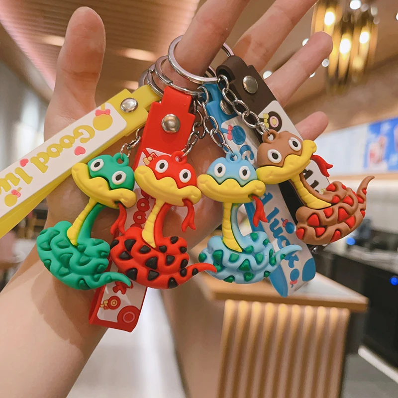 Creative Snake Pendant Keychain Cute Cartoon Zodiac Snake Year Lucky Pendant Backpack Hanging Decoration Accessories Gifts