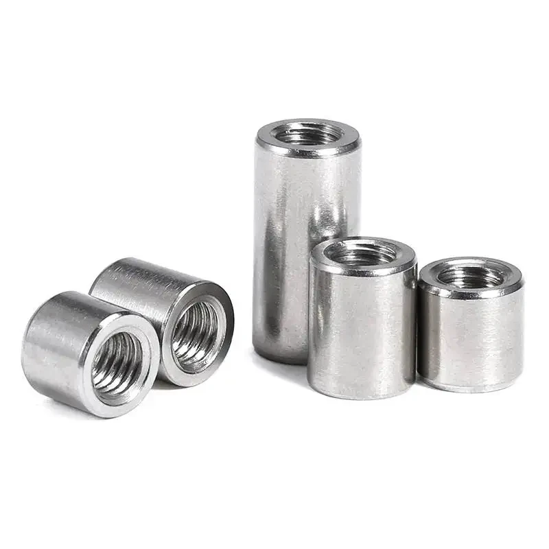 2-10PCS M3 M4 M5 M6 M8 M10 304 Stainless Steel Extend Long Lengthen Round Coupling Nut Sleeve Tubular Nuts Joint Sleeve Nut
