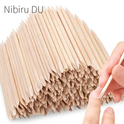 100/50Pcs Orange Wood Nail Sticks Double Sided Cuticle Pusher Remover Rhinestones Dotting Tools Nail Art Manicure Pedicure Care