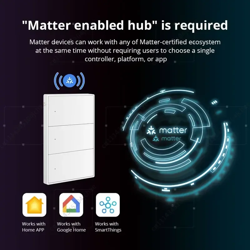 EE  Matter Over Wifi Smart Push Button US Switch 1 2 3 4gang Compatible Home SmartThings Google Home App Control