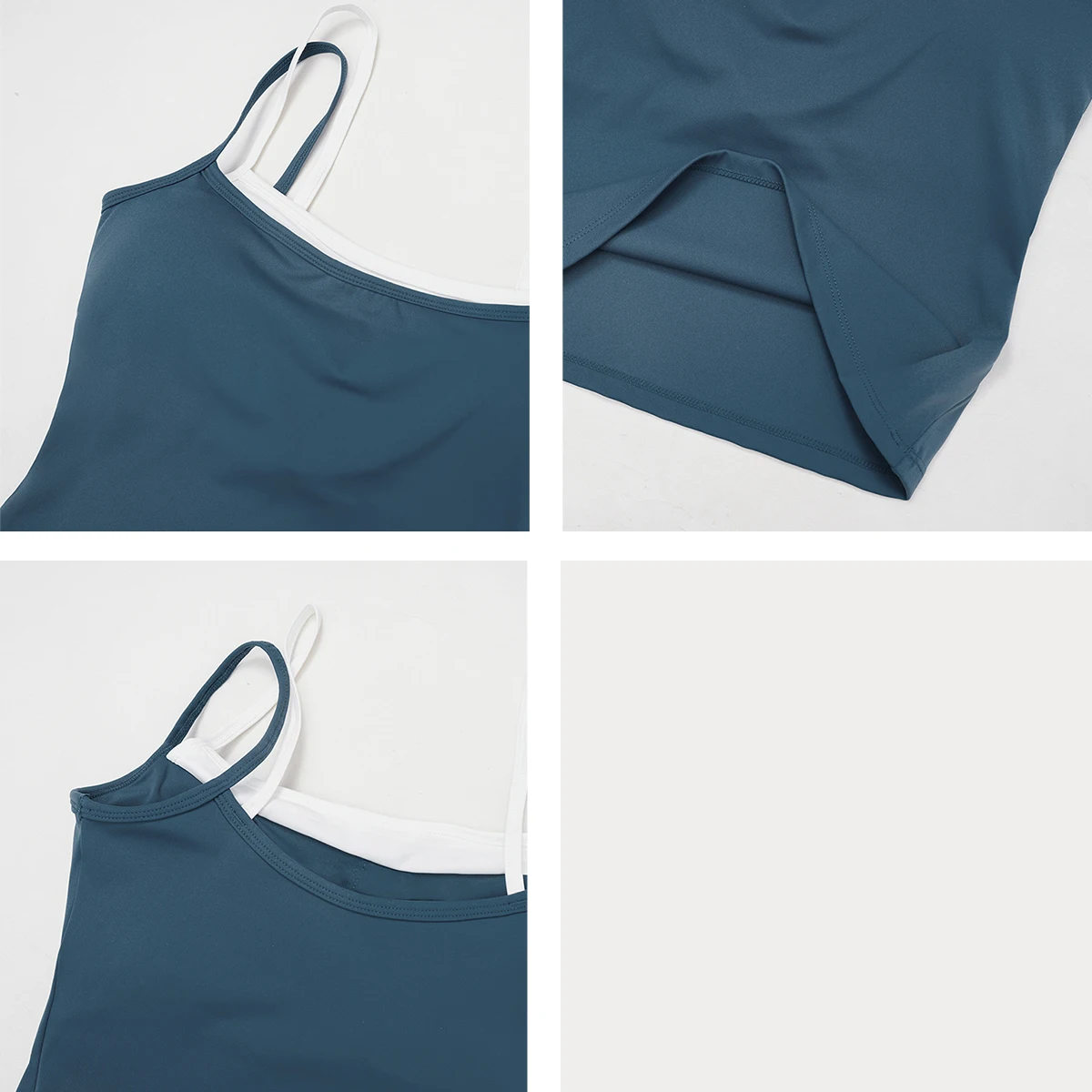 

Women Faux Two-Piece Strapless Tank Top Female Slim-Fit Nude-Feel Slimming Contrast-Color Vest Running Fitness Yoga Top Woman