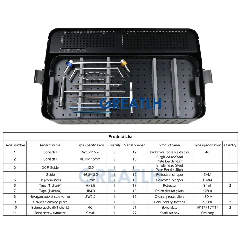 GREATLH Bone Upper Limbs Instrument Kit Small Fragment Instruments Set for Upper Limbs Orthopedic Veterinary Instrument