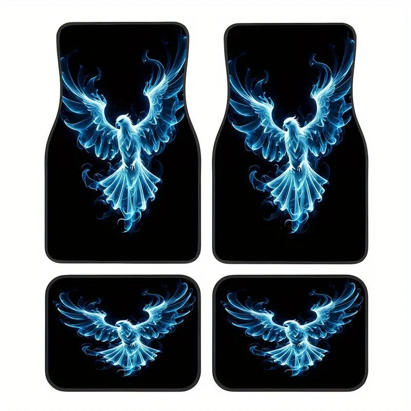 

4pcs Blue Eagle Pattern Design Car Interior Floor Mats, Suitable For Sedans, Trucks, SUVs Fashionable Interior Protection, Holid