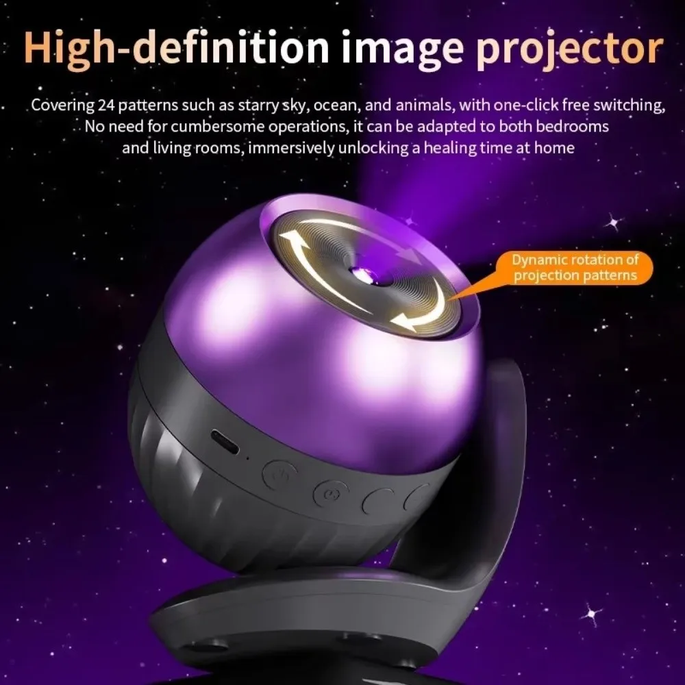 24 Patterns Star Projector Night Light with Sleep Sound Auto Timer Starry Sky Lamp Starry Ocean White Noise Projection Lamp