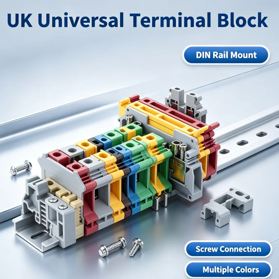 Screw Type DIN Rail Terminal Block PA66 Wiring Terminal Connector for Industrial Electrical Wiring