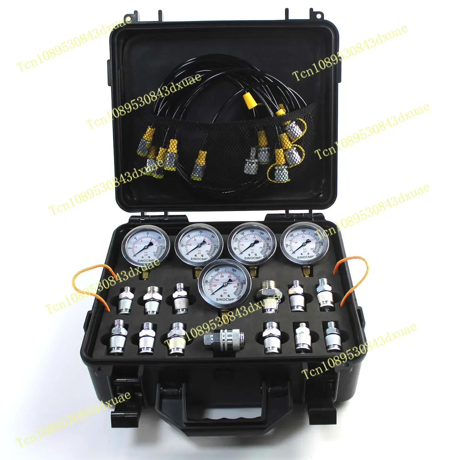 Hydraulic Pressure Test Kit for CAT, CASE john deer with 5 Gauges 13 Couplings 14 Tee Connectors Pressure Gauge Excavator Parts