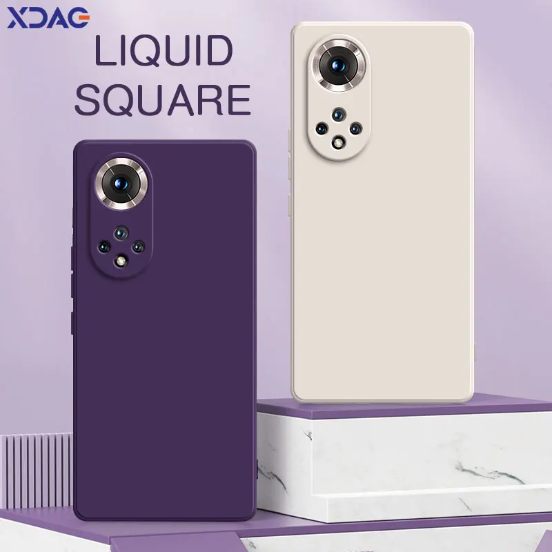 

Luxury Square Liquid Silicone Phone Case for Honor 50 SE Pro 5G Soft Camera Protective Mobile Back Cover Honor50 50SE 50Pro Bags