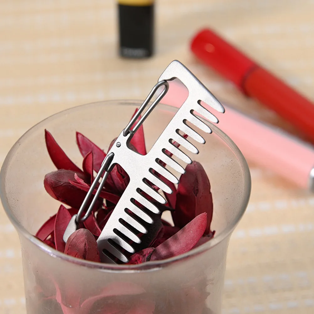 

1pc Outdoor Titanium Alloy Comb Lightweight Travel Small Keychain Anti-Static Compact Portable Gift For Family Friends Hair Care
